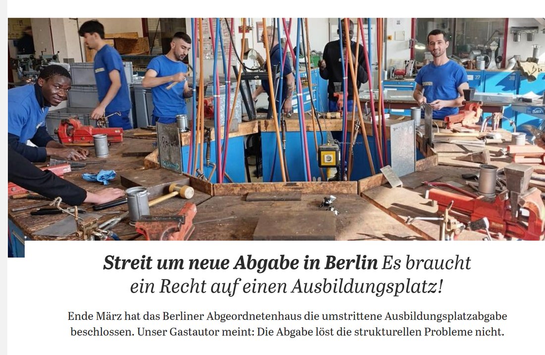 Der Tagesspiegel: Es braucht ein Recht auf einen Ausbildungsplatz.