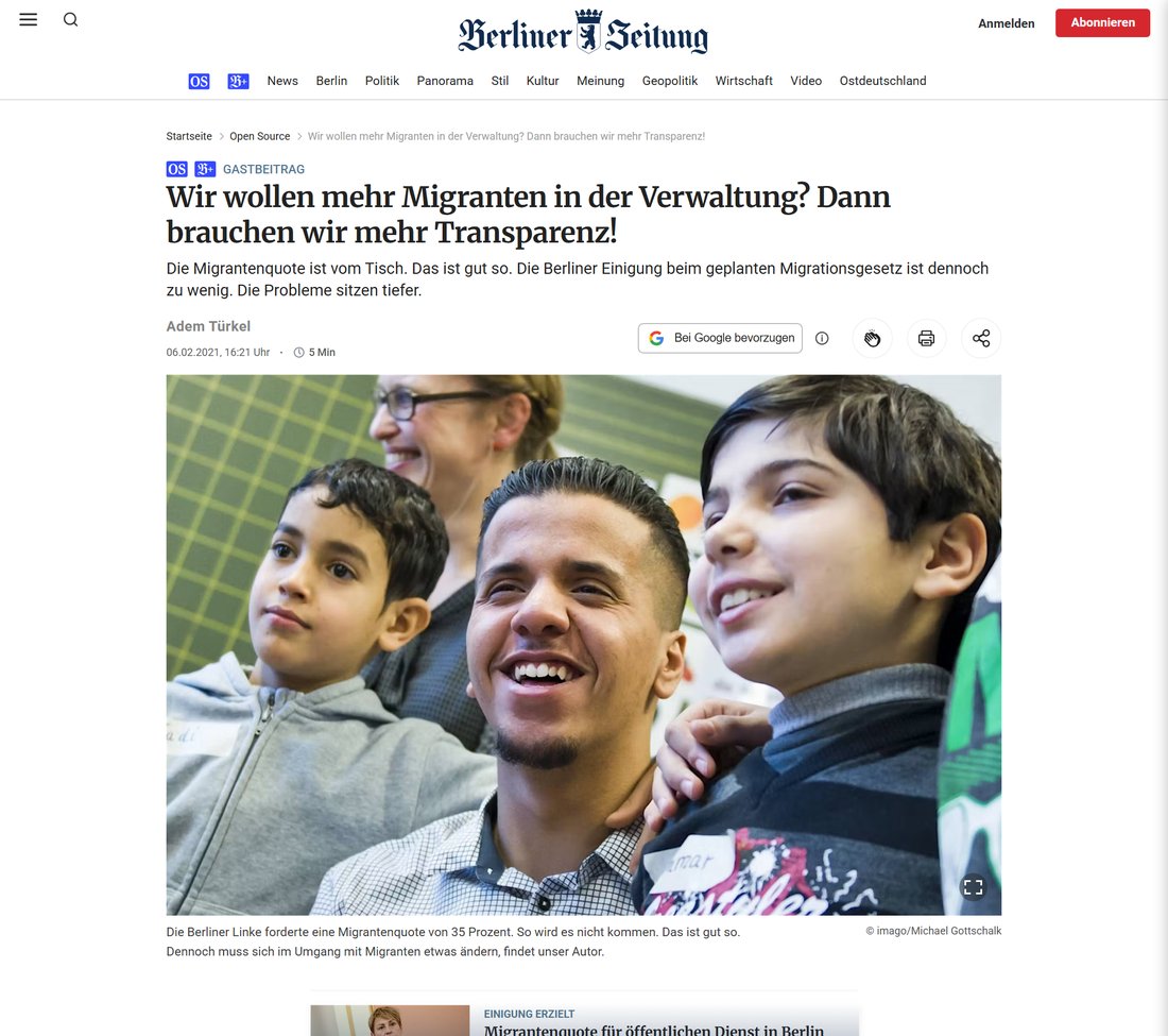 Berliner Zeitung: Faire und transparente Auswahlverfahren beim Personal.